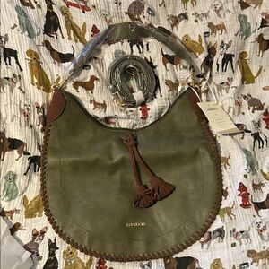 Elegant Olive Hobo Bag with Tassel by
